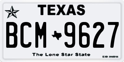 TX license plate BCM9627