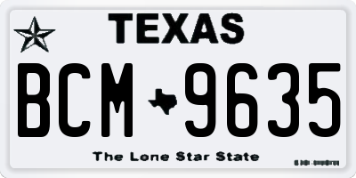 TX license plate BCM9635