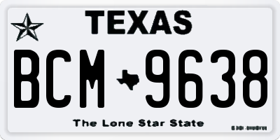 TX license plate BCM9638