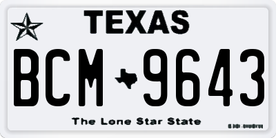 TX license plate BCM9643