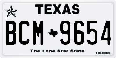 TX license plate BCM9654