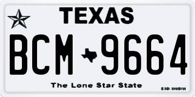 TX license plate BCM9664