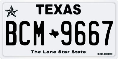 TX license plate BCM9667