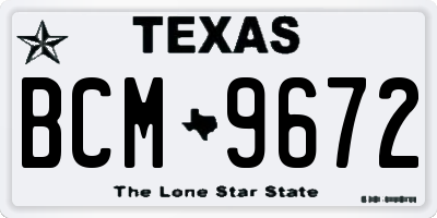 TX license plate BCM9672