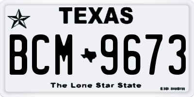 TX license plate BCM9673