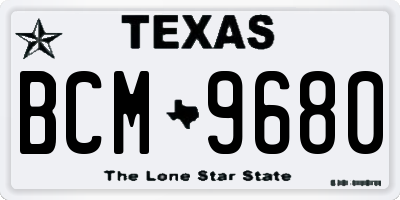 TX license plate BCM9680