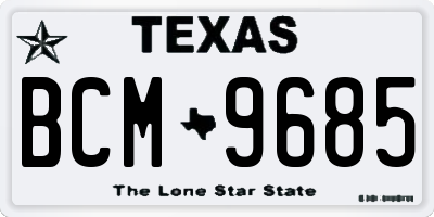 TX license plate BCM9685