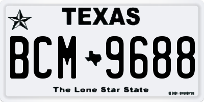 TX license plate BCM9688
