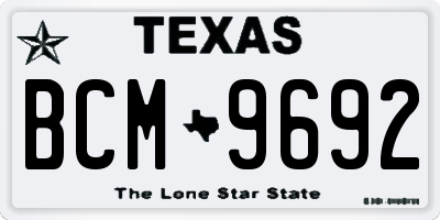 TX license plate BCM9692