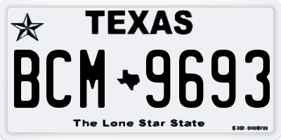 TX license plate BCM9693