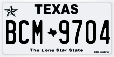 TX license plate BCM9704
