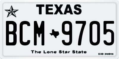 TX license plate BCM9705