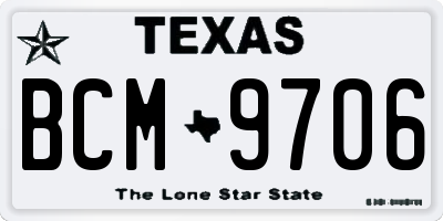 TX license plate BCM9706