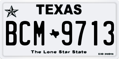 TX license plate BCM9713