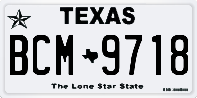 TX license plate BCM9718