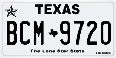 TX license plate BCM9720