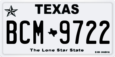 TX license plate BCM9722