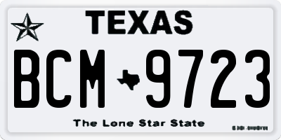 TX license plate BCM9723