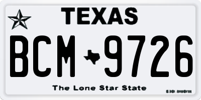 TX license plate BCM9726