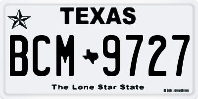 TX license plate BCM9727
