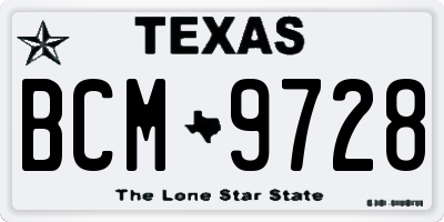 TX license plate BCM9728
