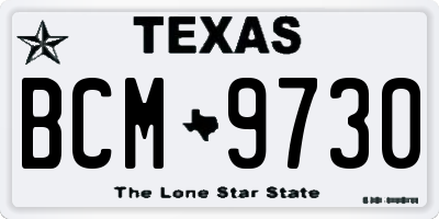 TX license plate BCM9730
