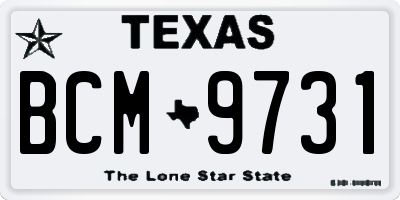 TX license plate BCM9731