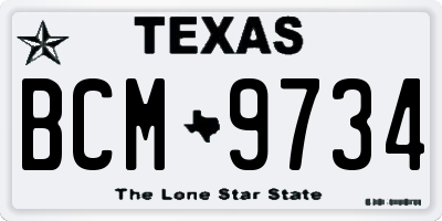 TX license plate BCM9734
