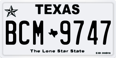 TX license plate BCM9747