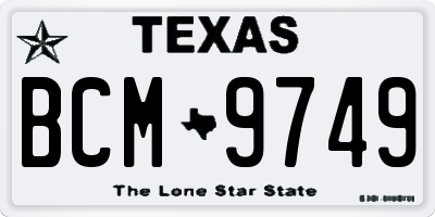 TX license plate BCM9749