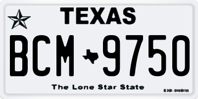 TX license plate BCM9750