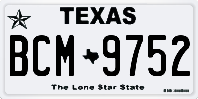 TX license plate BCM9752