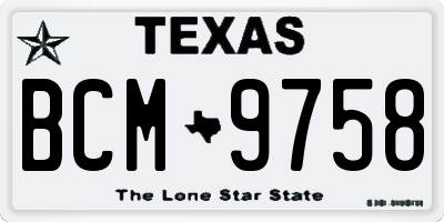 TX license plate BCM9758