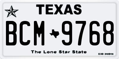 TX license plate BCM9768