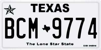 TX license plate BCM9774