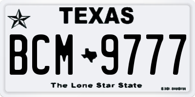 TX license plate BCM9777