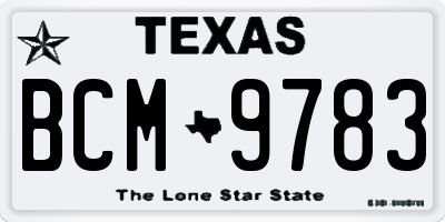 TX license plate BCM9783