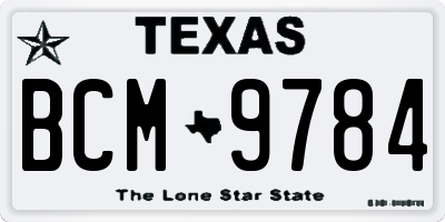 TX license plate BCM9784