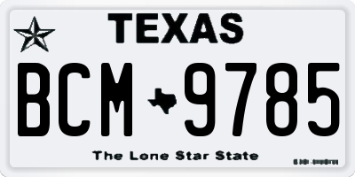 TX license plate BCM9785