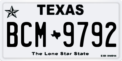 TX license plate BCM9792