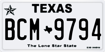 TX license plate BCM9794