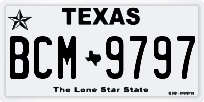 TX license plate BCM9797