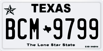 TX license plate BCM9799