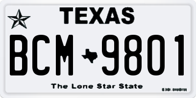 TX license plate BCM9801