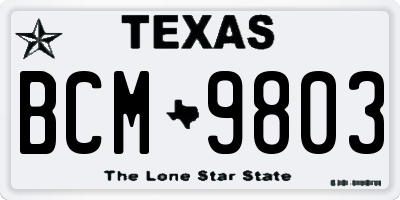 TX license plate BCM9803