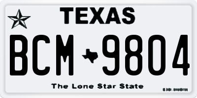 TX license plate BCM9804