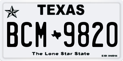 TX license plate BCM9820