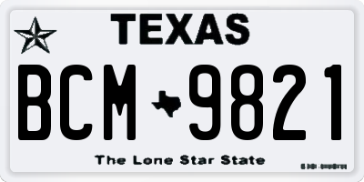 TX license plate BCM9821