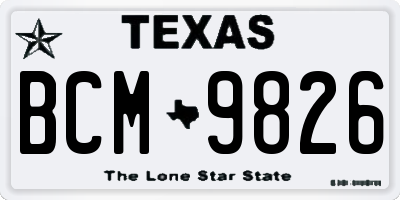 TX license plate BCM9826