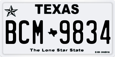 TX license plate BCM9834